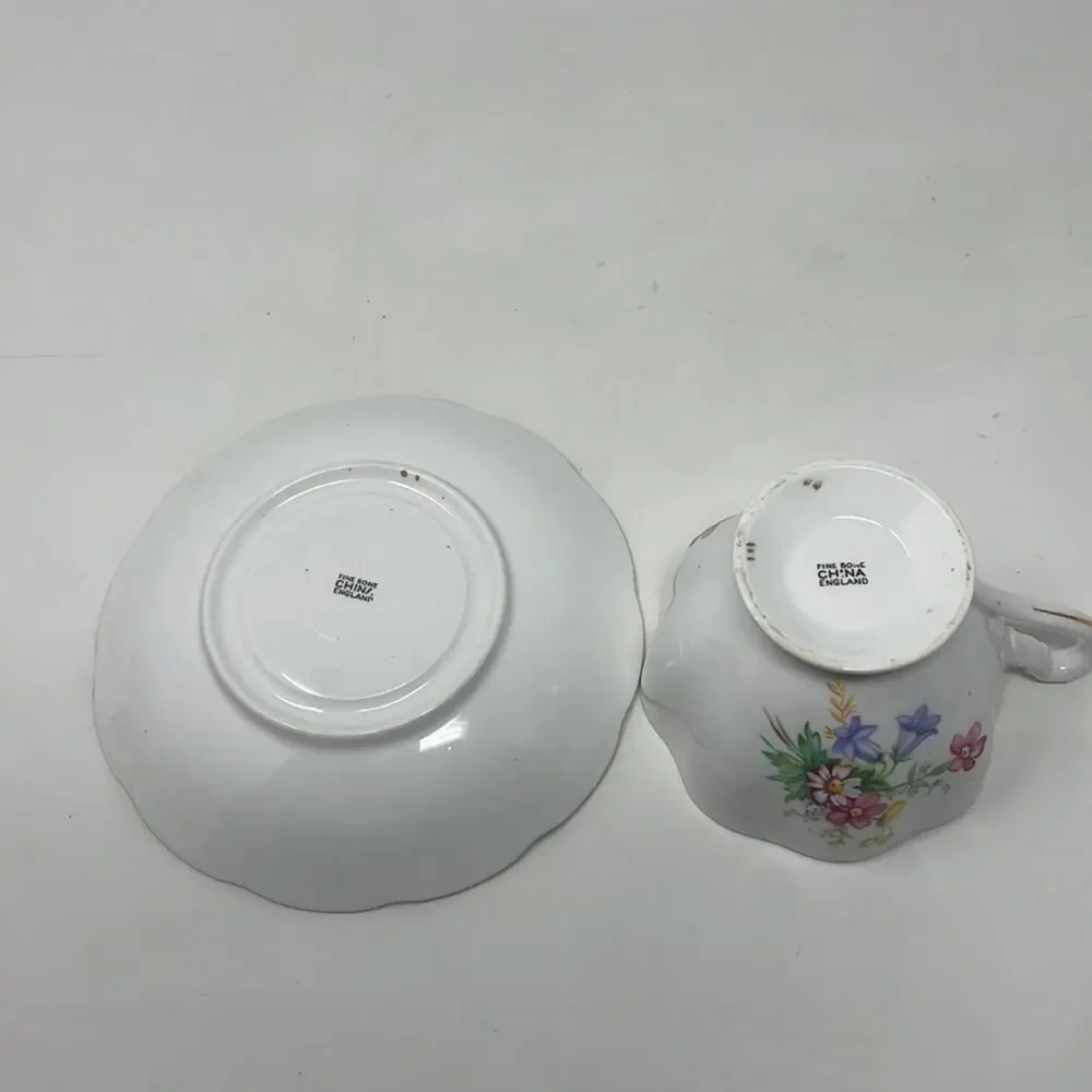 Mid-Century Fine Bone China England Teacup & Saucer